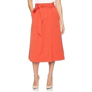 Tracy Reese Paper Bag Waist Midi Skirt – Coral Orange, Belted, Size 2